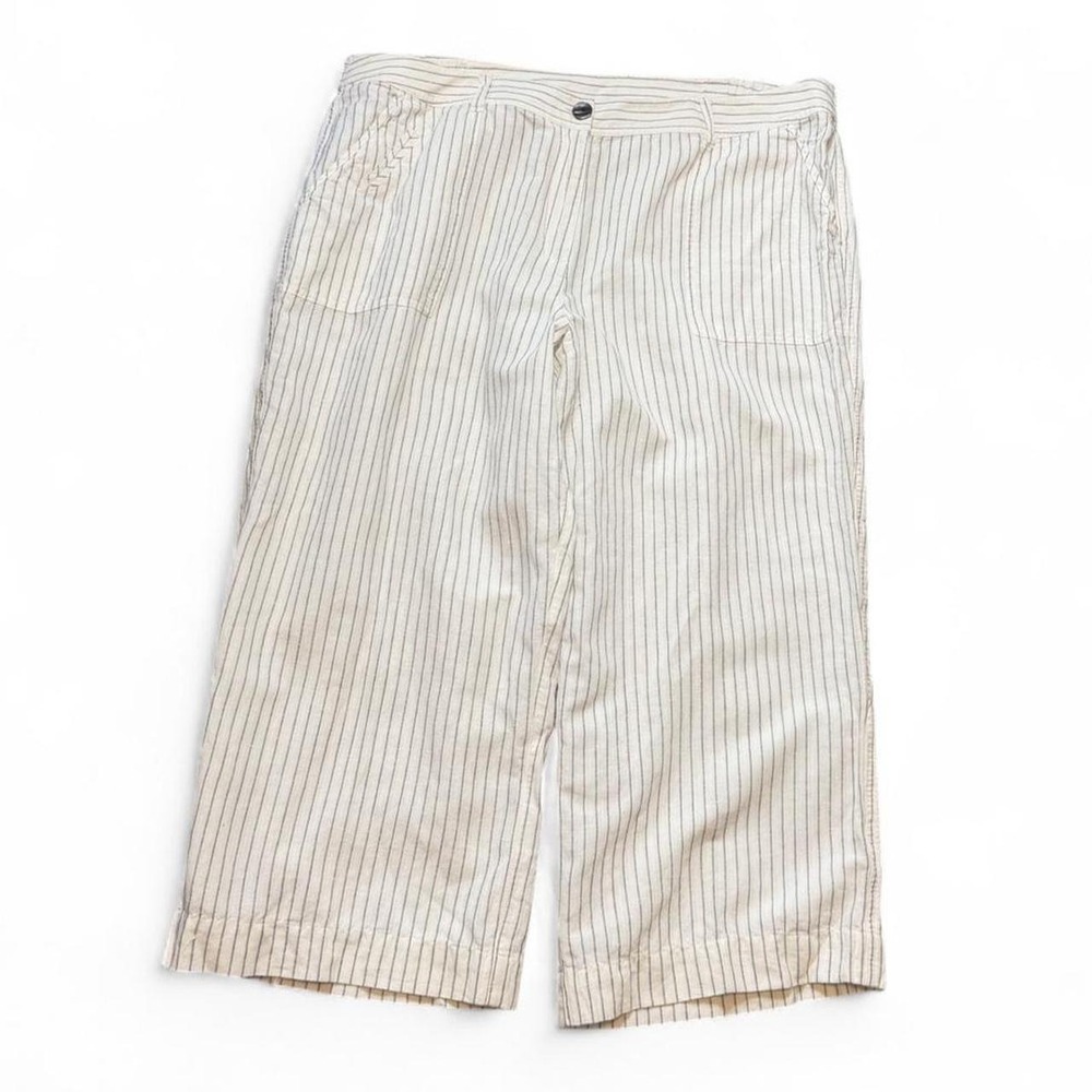 Vintage 90s Chico's Linen Blend Pinstripe Cropped Pants, Women's Size 3